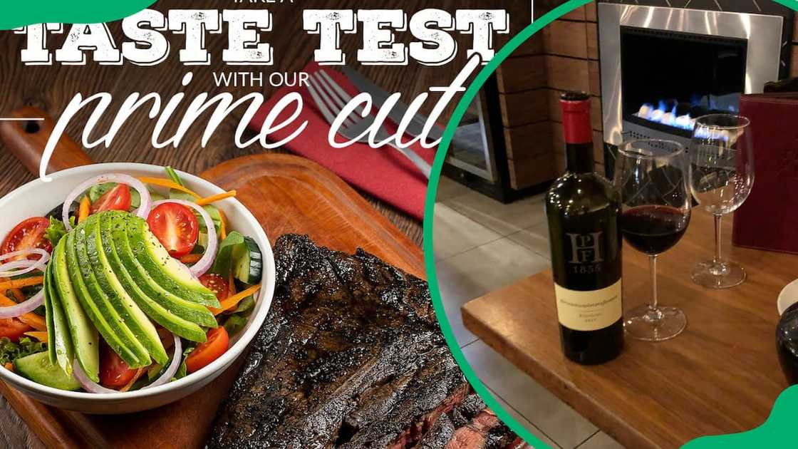 Turn 'n Tender menu items including steak and avocado salad and wine Turn 'n Tender menu items including steak and avocado salad and wine