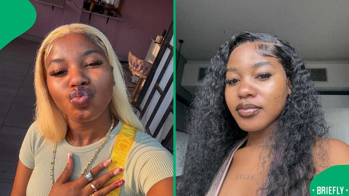 The visual on the right showed Zandile Ndlovu with curly hair The visual on the right showed Zandile Ndlovu with curly hair