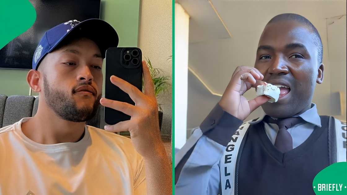 A man made security guard taste sushi A man made security guard taste sushi