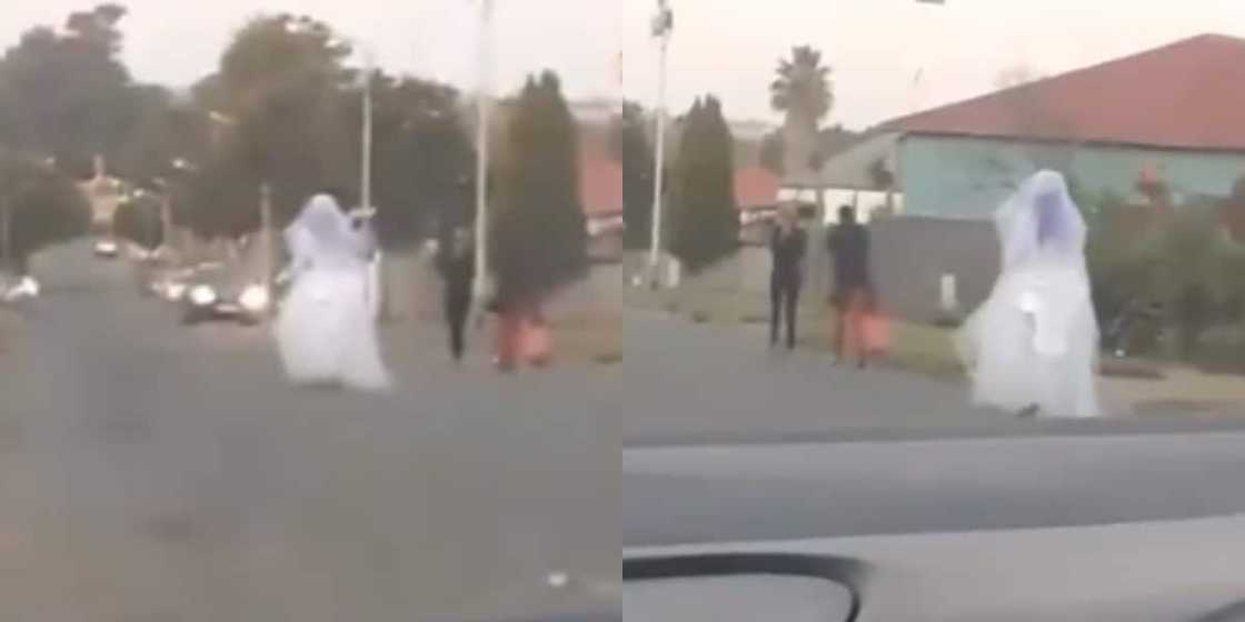 SA Reflects on Mjolo as Sad Bride Walks Down Road in a Wedding Gown: "Mjola Ahuna Manual"