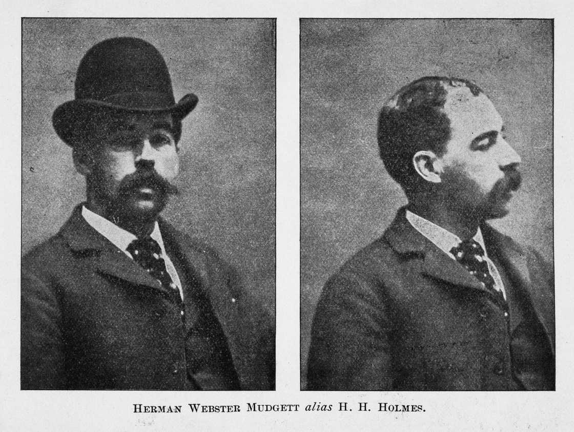 Two portraits of American pharmacist and convicted serial killer Herman Webster Mudgett Two portraits of American pharmacist and convicted serial killer Herman Webster Mudgett