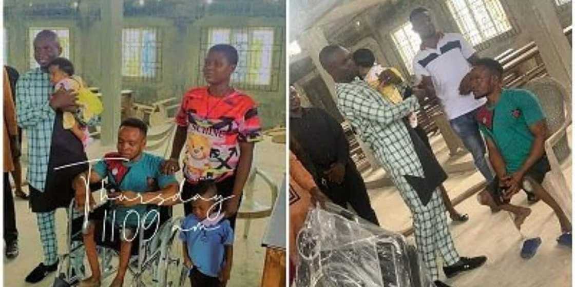 Physically-Challenged Man Who Danced Joyfully on His Child’s Dedication Gets a Wheelchair from Good Samaritan Physically-Challenged Man Who Danced Joyfully on His Child’s Dedication Gets a Wheelchair from Good Samaritan