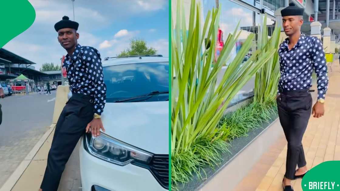 Abhinca showed his attire on the left