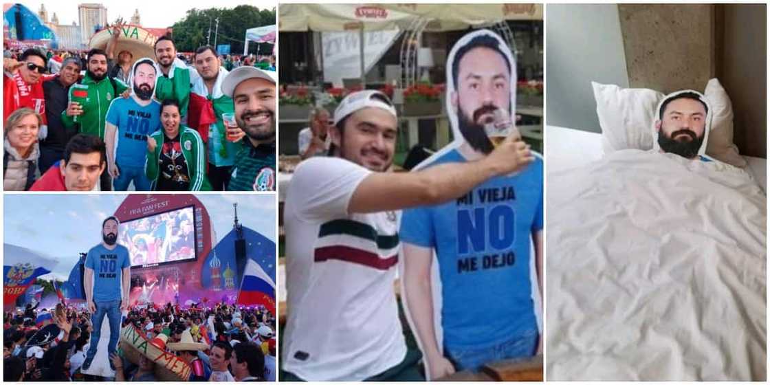 Friends Attend Event with Cardboard Cutout of Man Whose Wife Didn't Allow Him Tag along, Take Photos With it Friends Attend Event with Cardboard Cutout of Man Whose Wife Didn't Allow Him Tag along, Take Photos With it