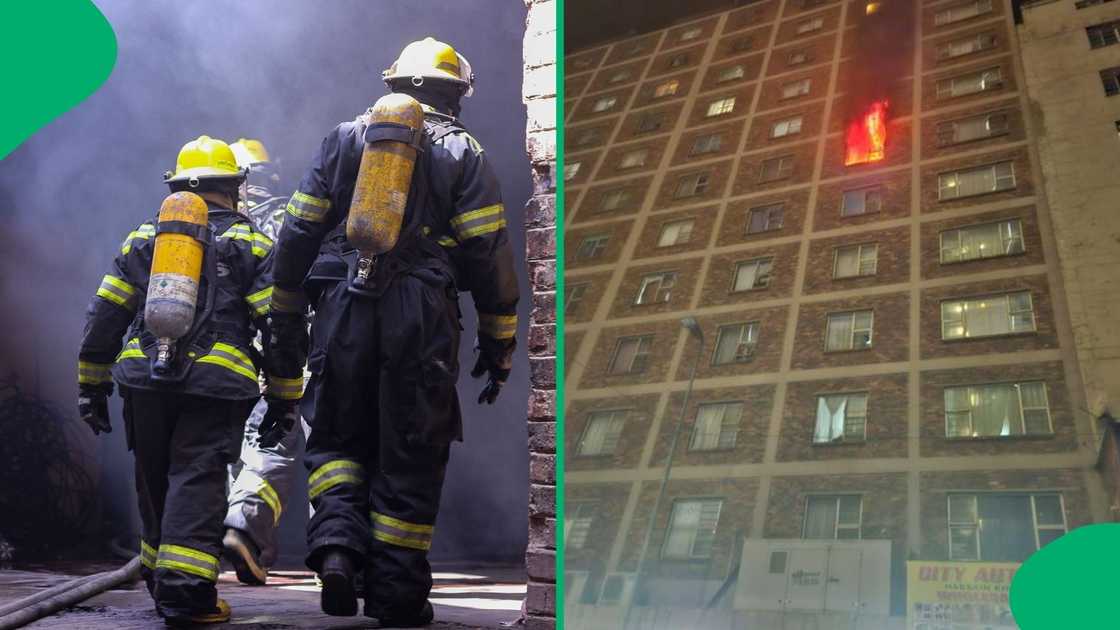 Firefighters enter a building to battle a blaze. Johannesburg has experienced devastating fires in buildings in recent days, and Emergency Services have issued a warning going forward.