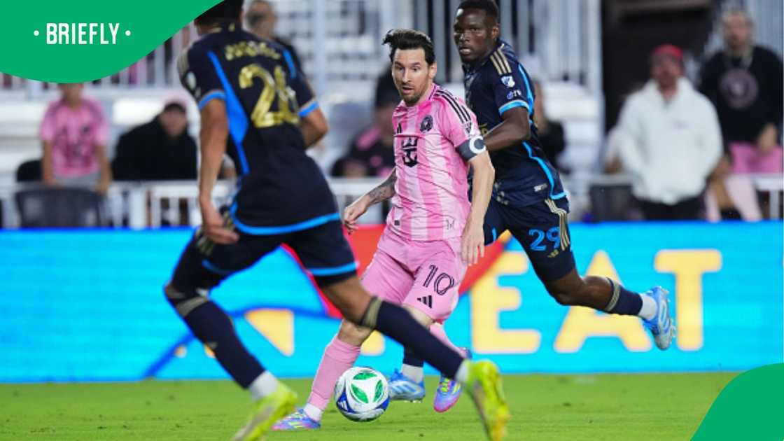 Lionel Messi and Olwethu Makhanya in action during Inter Miami CF clash with Philadelphia Union. Lionel Messi and Olwethu Makhanya in action during Inter Miami CF clash with Philadelphia Union.
