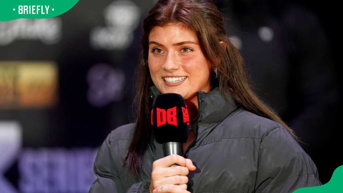 Faith Ordway at a 2023 press conference at BOXPARK Wembley, London