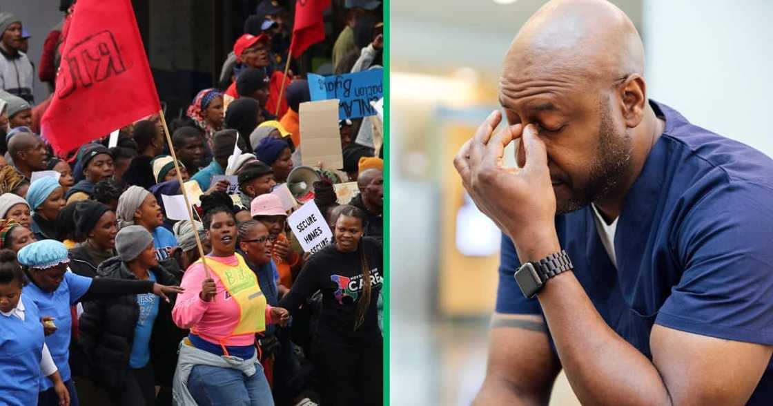 Security guards in Johannesburg protested for permanent jobs Security guards in Johannesburg protested for permanent jobs
