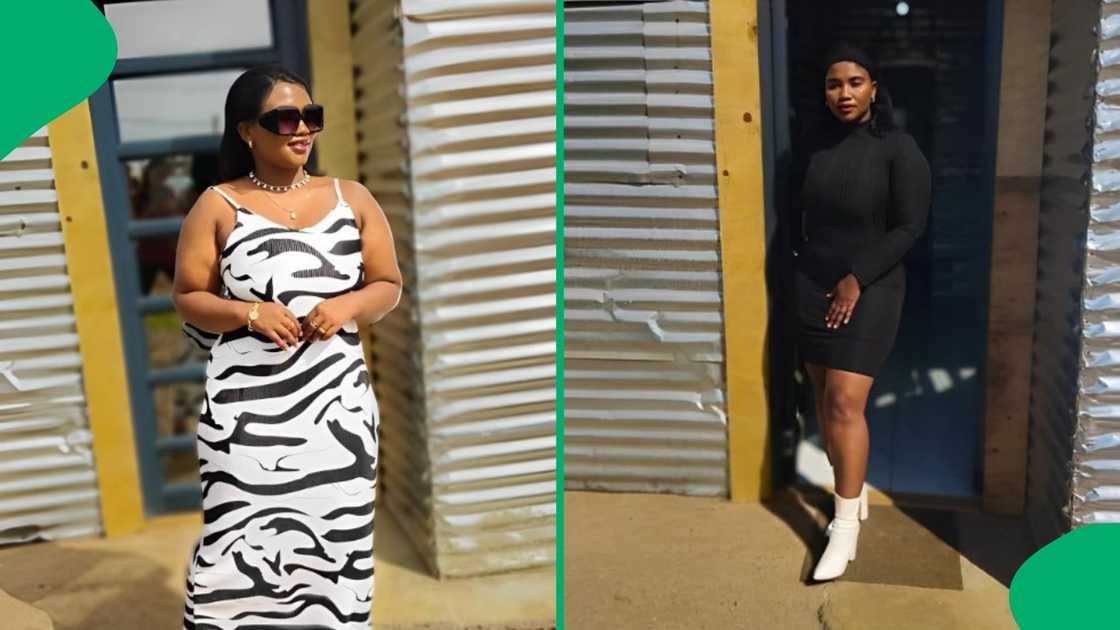 A woman proudly showed off her modern shack. A woman proudly showed off her modern shack.