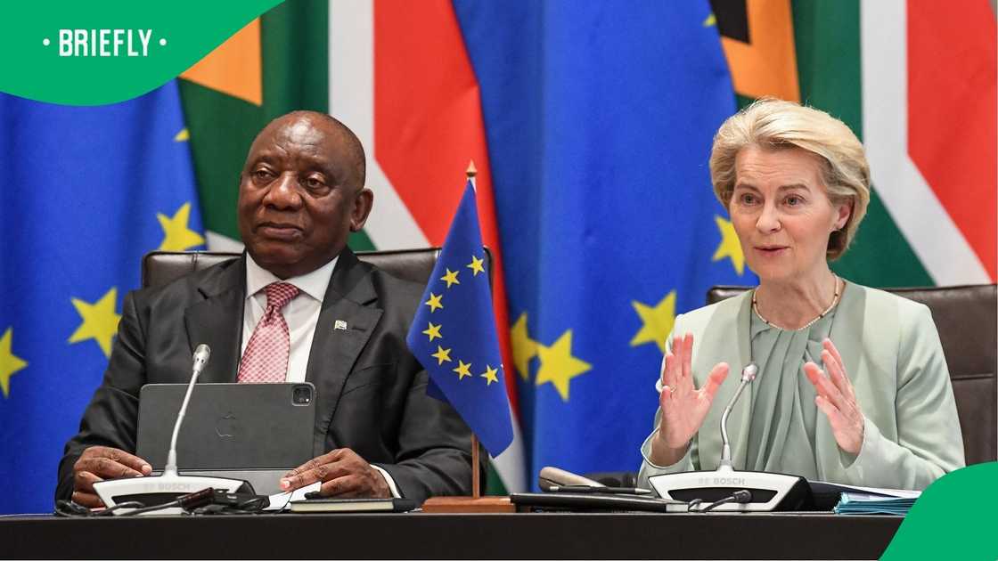 South Africa's President Cyril Ramaphosa and President of the European Commission Ursula von der Leyen