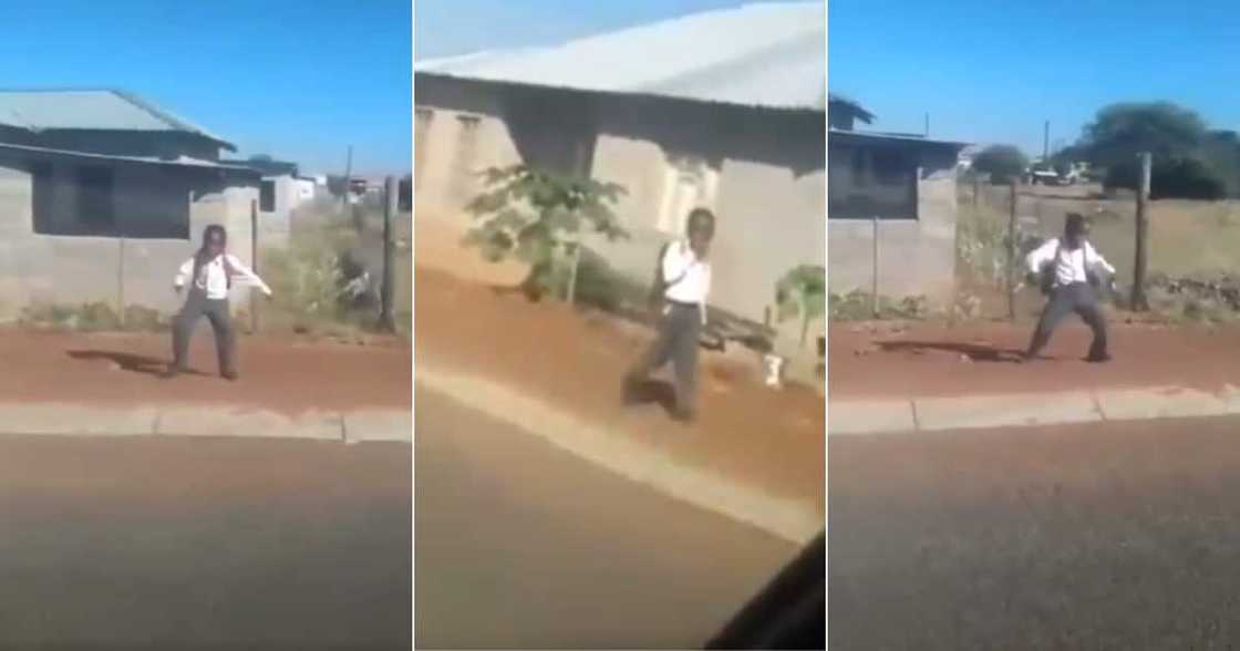 Lol: Hilarious Video of Pupil Stopping to Bust a Move, but He’s Late for School Lol: Hilarious Video of Pupil Stopping to Bust a Move, but He’s Late for School