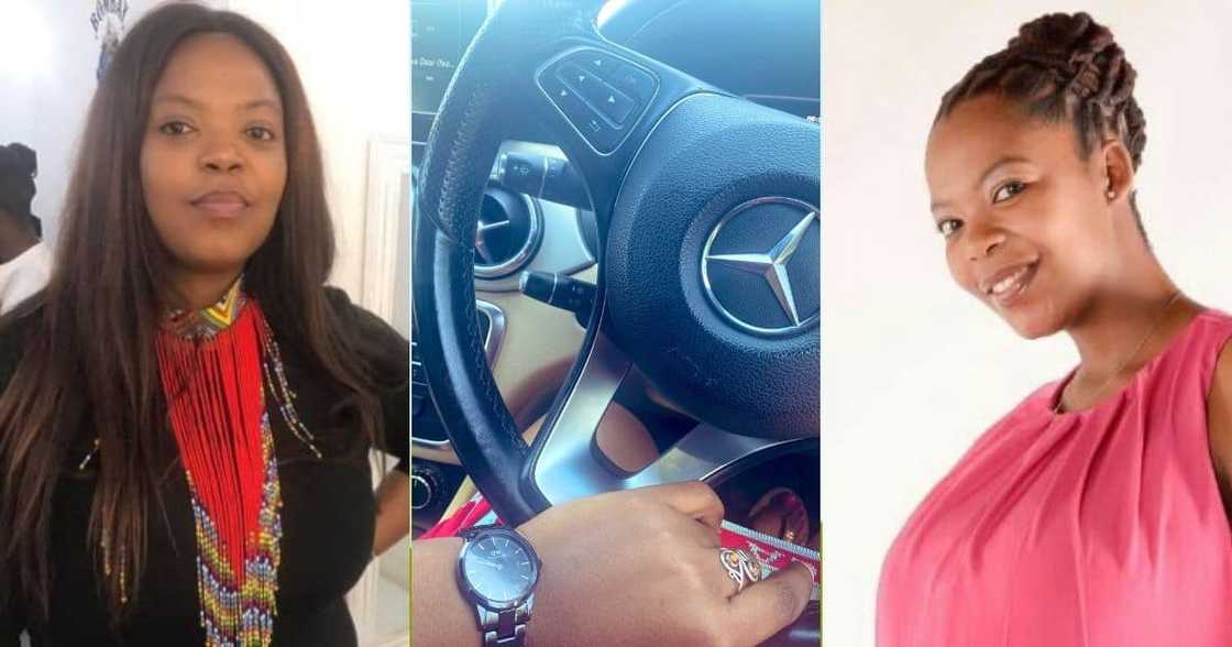 Mzansi Showers, Woman, With Praise, She Flexes, Merc Benz Car