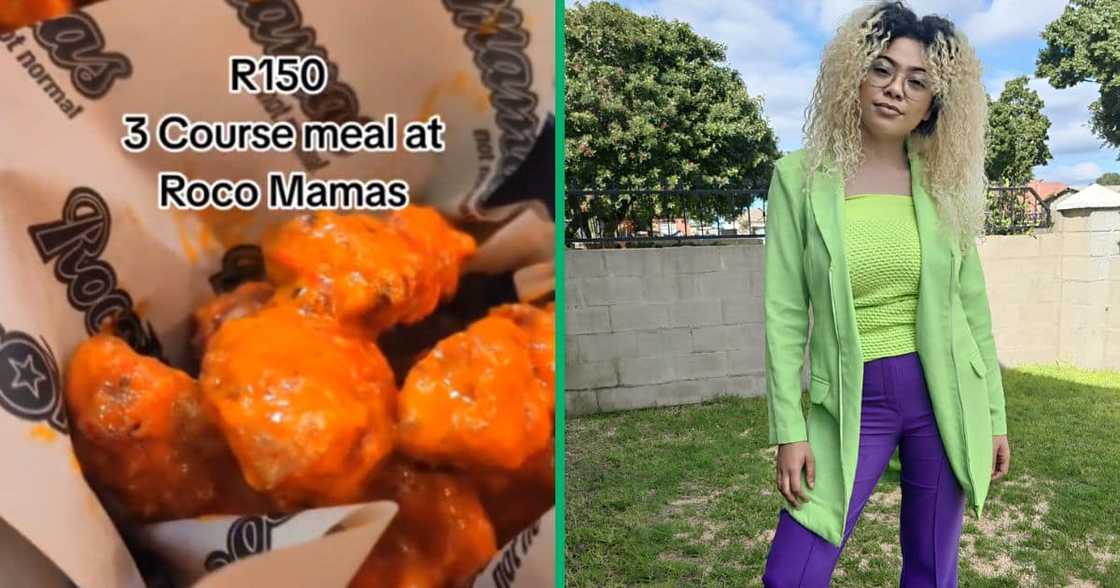 A Cape Town woman shared a TikTok video plugging netizens on R150 RocoMamas three-course meal. A Cape Town woman shared a TikTok video plugging netizens on R150 RocoMamas three-course meal.