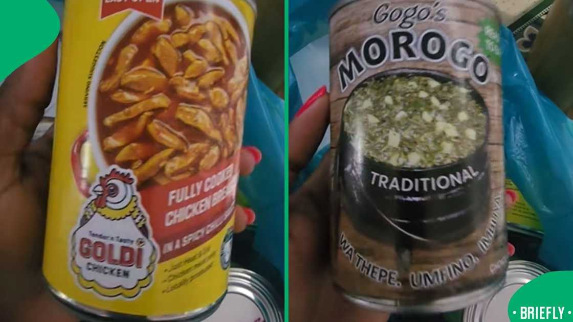 On the right, showed Gogo’s canned morogo On the right, showed Gogo’s canned morogo