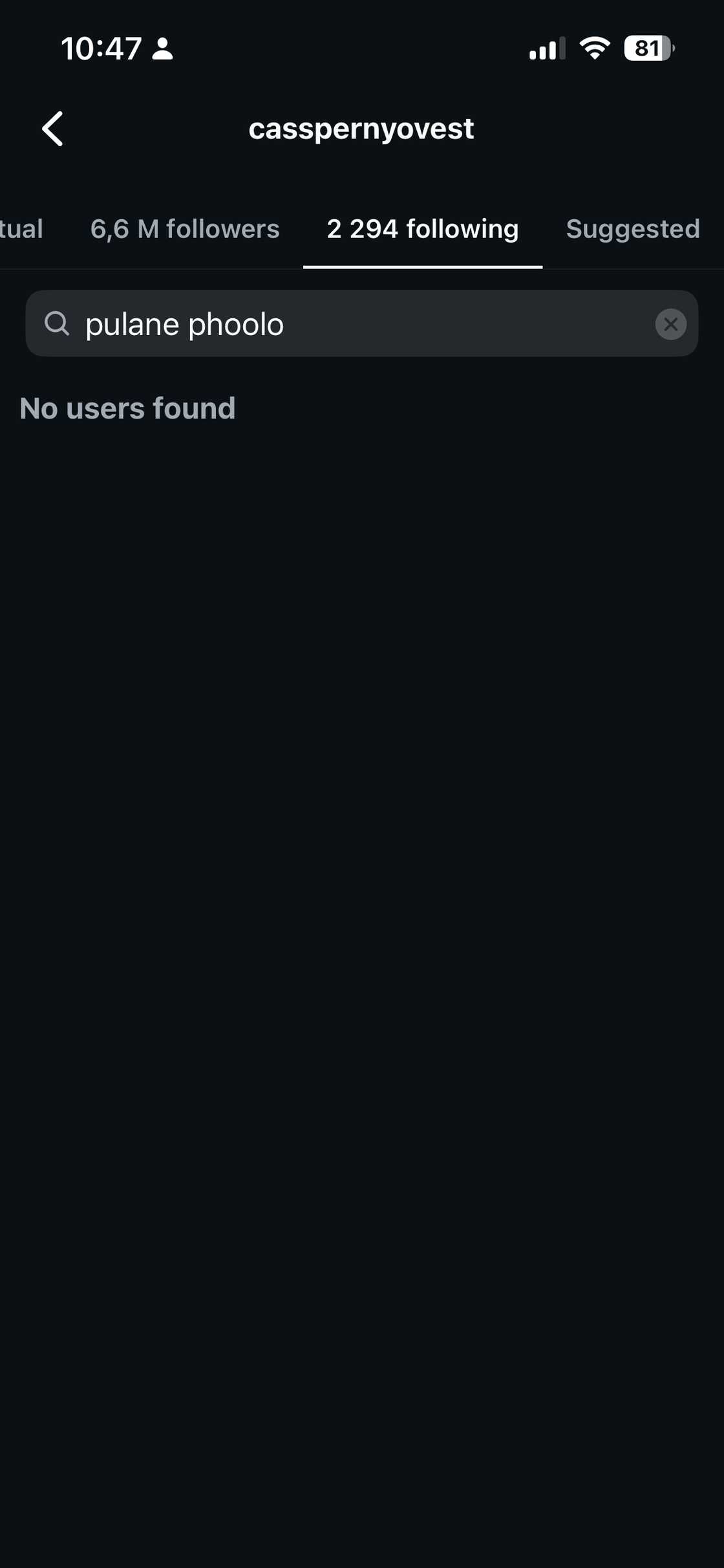 Cassper is not following Pulane. Cassper is not following Pulane.