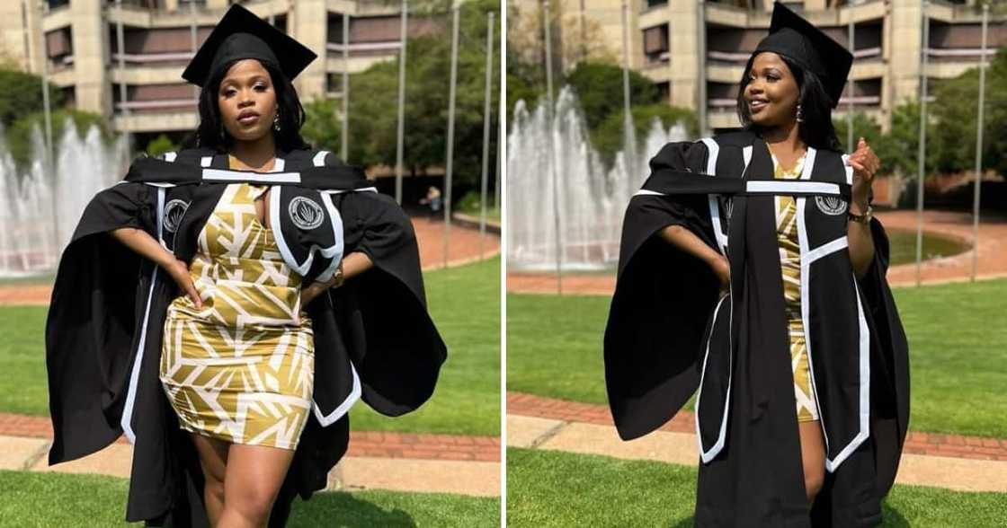 A lady is excited about obtaining a Master of Engineering from the University of Johannesburg A lady is excited about obtaining a Master of Engineering from the University of Johannesburg