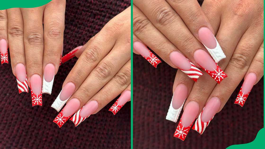 Mint Candy Cane designed nails Mint Candy Cane designed nails