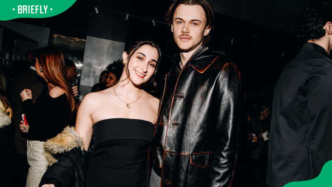 Isabel Machado and Christopher Briney during the 2025 Prada Cocktail Party at Prada SoHo