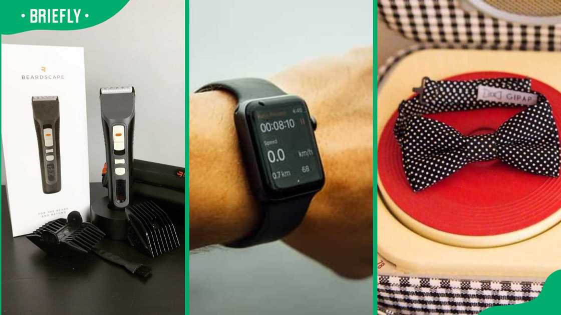 A beard trimmer, a smartwatch and a bow tie as gifts for Father's Day A beard trimmer, a smartwatch and a bow tie as gifts for Father's Day