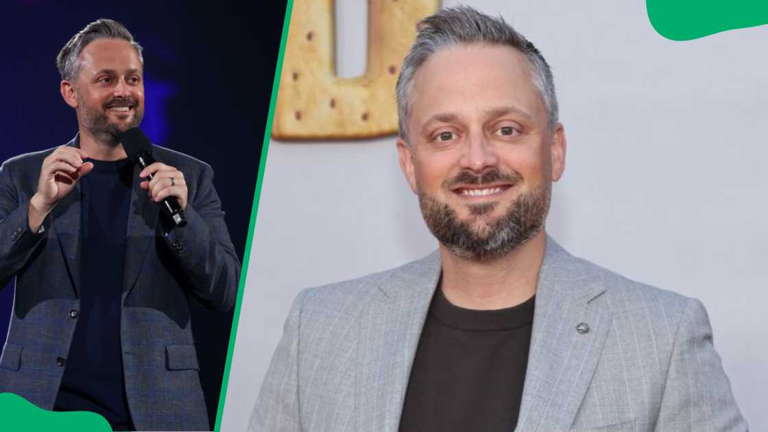 Nate Bargatze onstage during a Robin Hood Benefit Nate Bargatze onstage during a Robin Hood Benefit