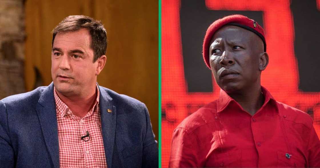 Picture of DA leader John Steenhuisen and EFF leader Julius Malema