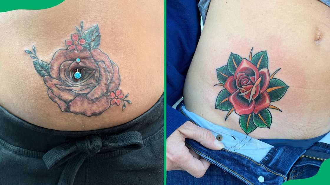 Rose tattoo on belly Rose tattoo on belly