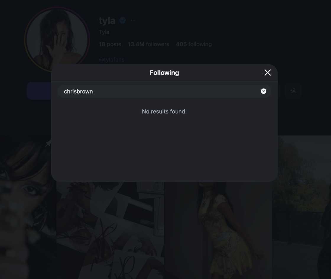 A gossipmonger claimed that Tyla had followed Chris Brown after they were rumoured to be dating A gossipmonger claimed that Tyla had followed Chris Brown after they were rumoured to be dating