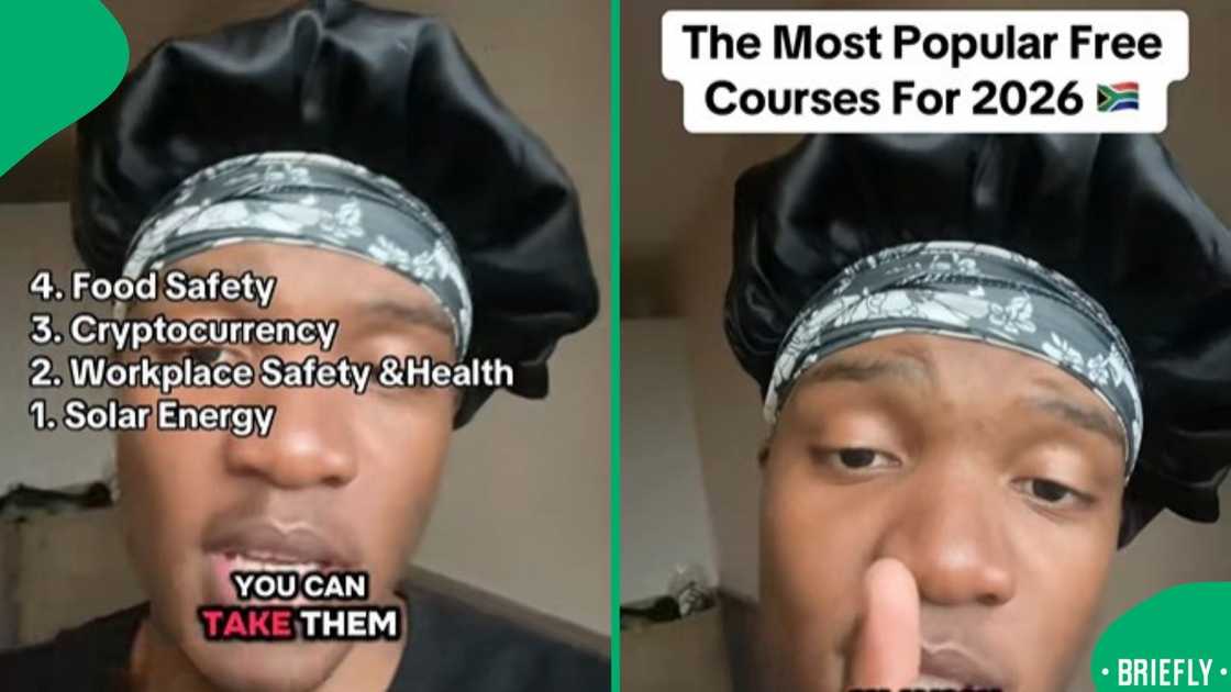 The screenshot on the right captured the man sharing free courses he recommends for 2026 The screenshot on the right captured the man sharing free courses he recommends for 2026