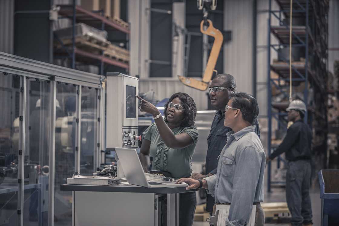 Mechanical engineers in a factory.