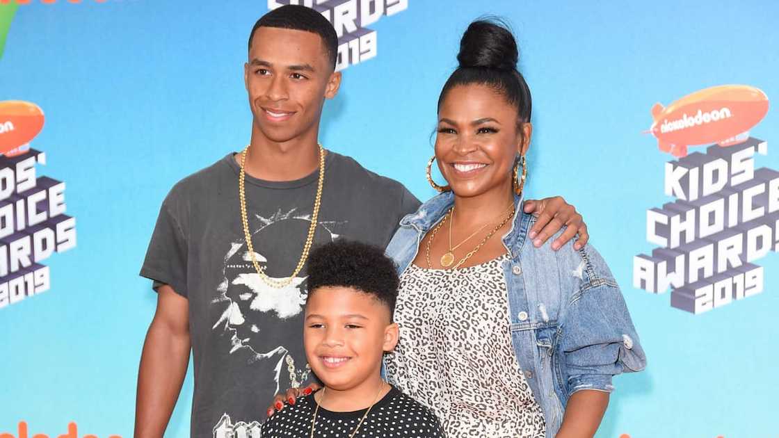 Actress Nia Long with sons Kez Sunday Udoka and Massai Zhivago Dorsey II during Nickelodeon's 2019 Kids' Choice Awards at Galen Center on 23 March 2019.