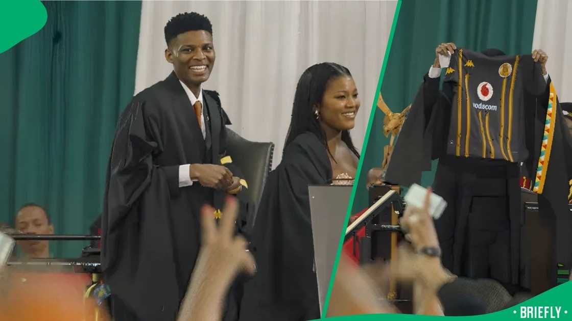 The graduation hall erupted in cheers from the crowd after seeing the t-shirt The graduation hall erupted in cheers from the crowd after seeing the t-shirt