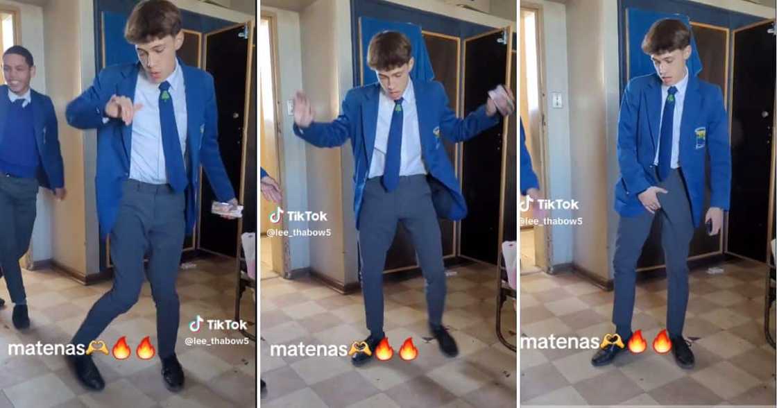 Schoolboy dancing to 'Mnike' in his uniform in video Schoolboy dancing to 'Mnike' in his uniform in video