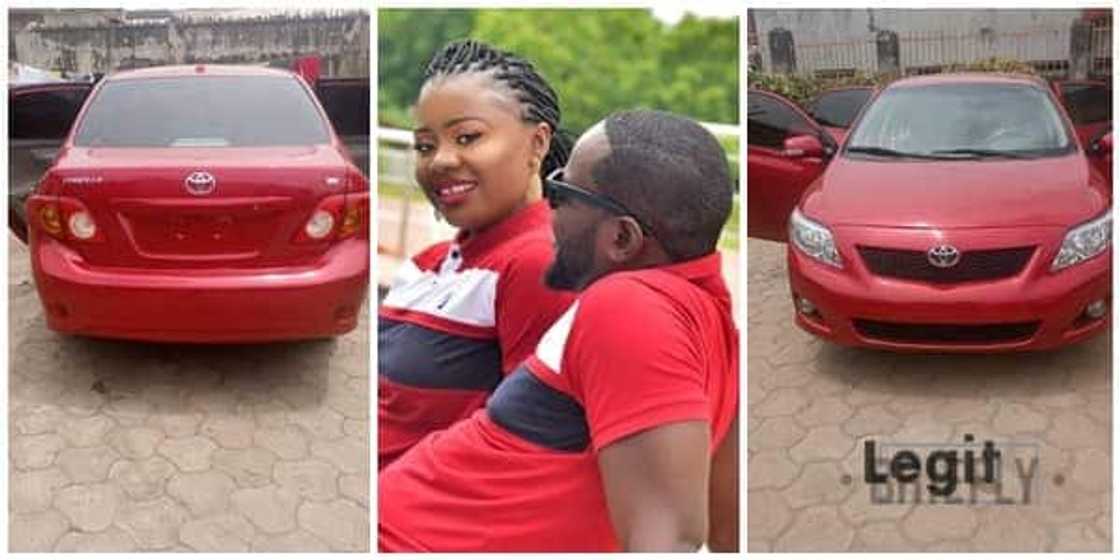 Nigerian man, Solomon Adogo buys his wife a new Toyota Corolla car Nigerian man, Solomon Adogo buys his wife a new Toyota Corolla car