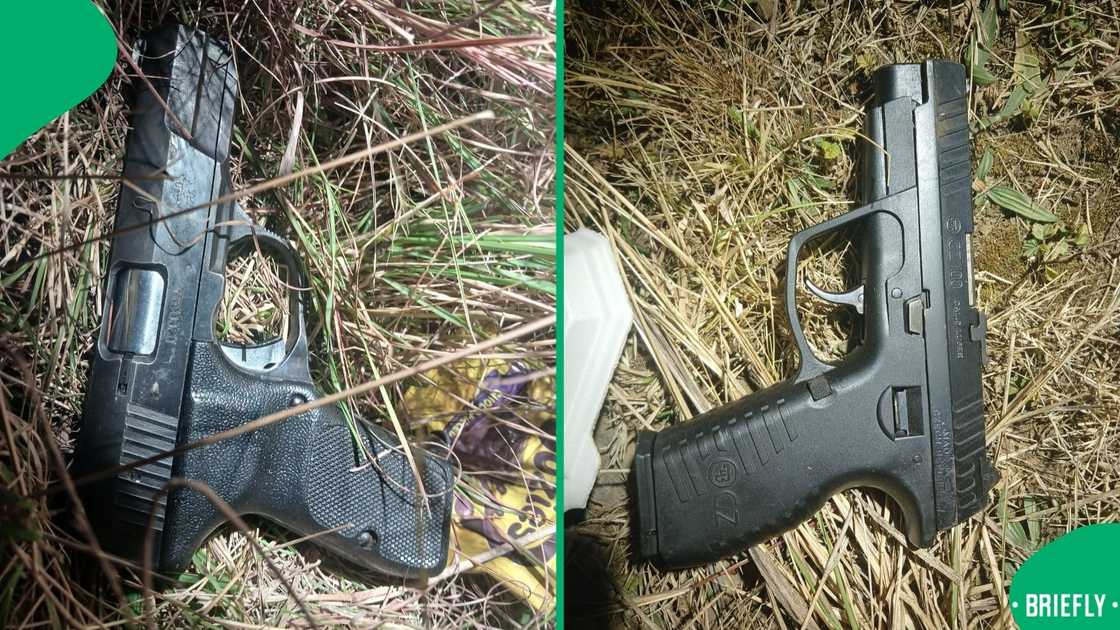 The two unlicensed firearms that police recovered at the scene. The two unlicensed firearms that police recovered at the scene.