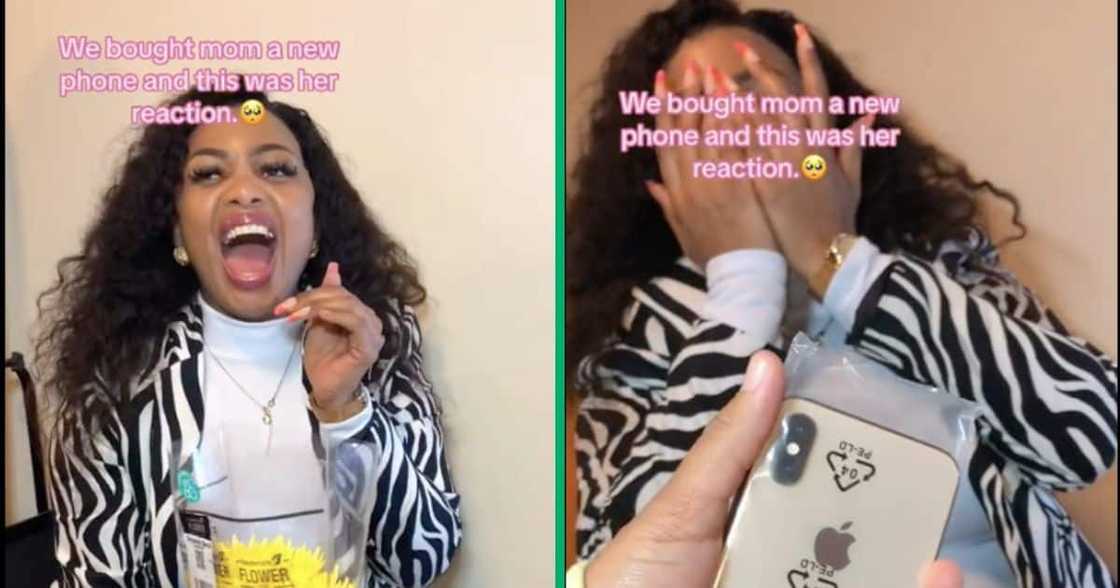 A woman got a new iPhone from he daughters A woman got a new iPhone from he daughters