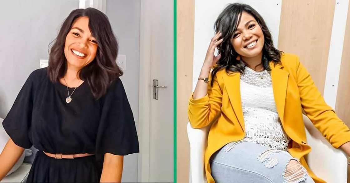 A TikTok video of a woman unveiling her clothing hack. A TikTok video of a woman unveiling her clothing hack.