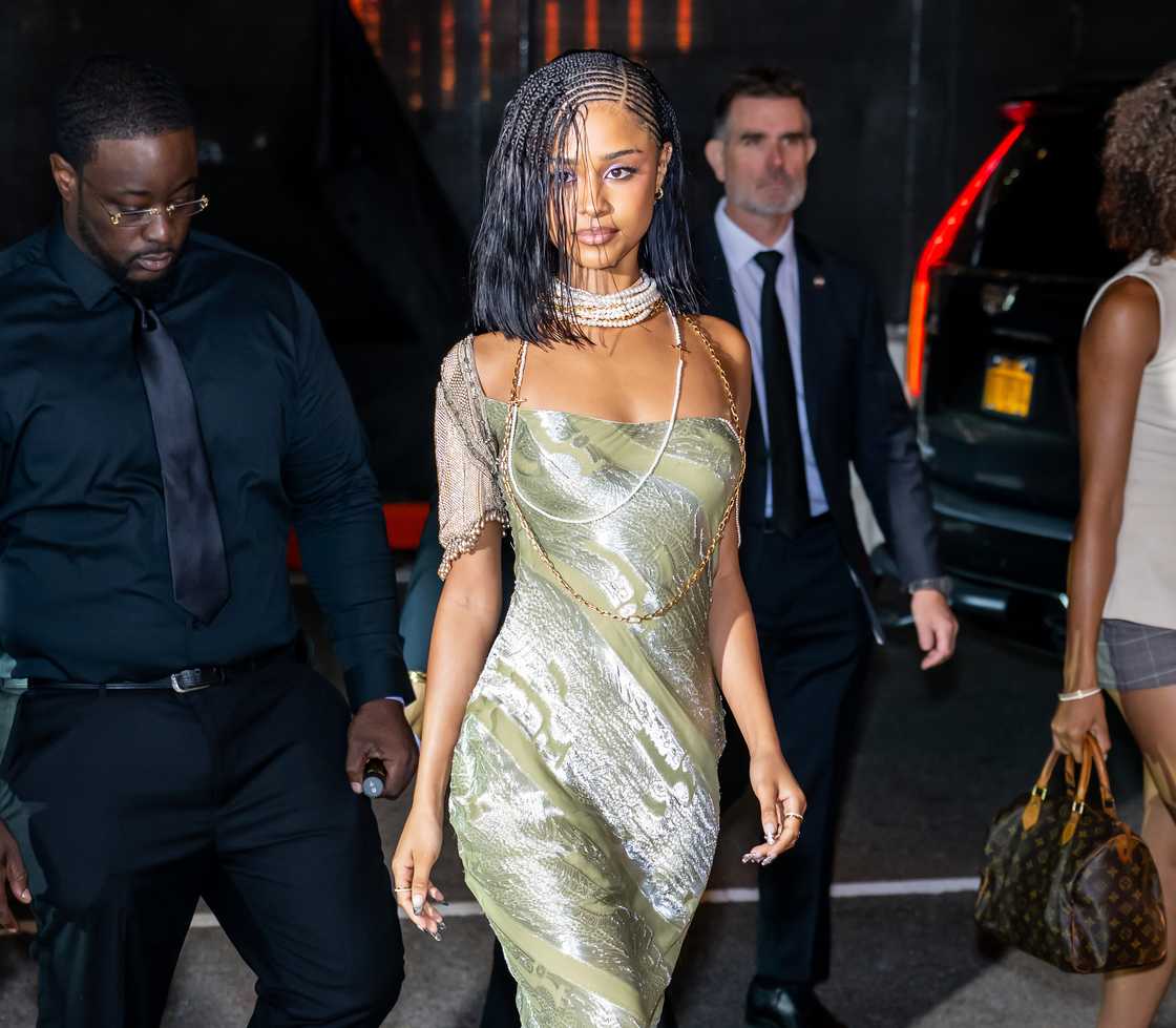 Tyla was pictured with legendary American producers