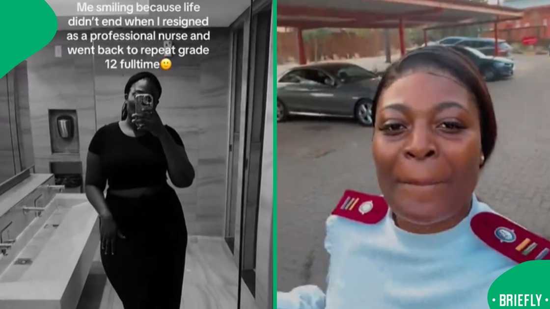 The visual on the right showed the nurse walking outside