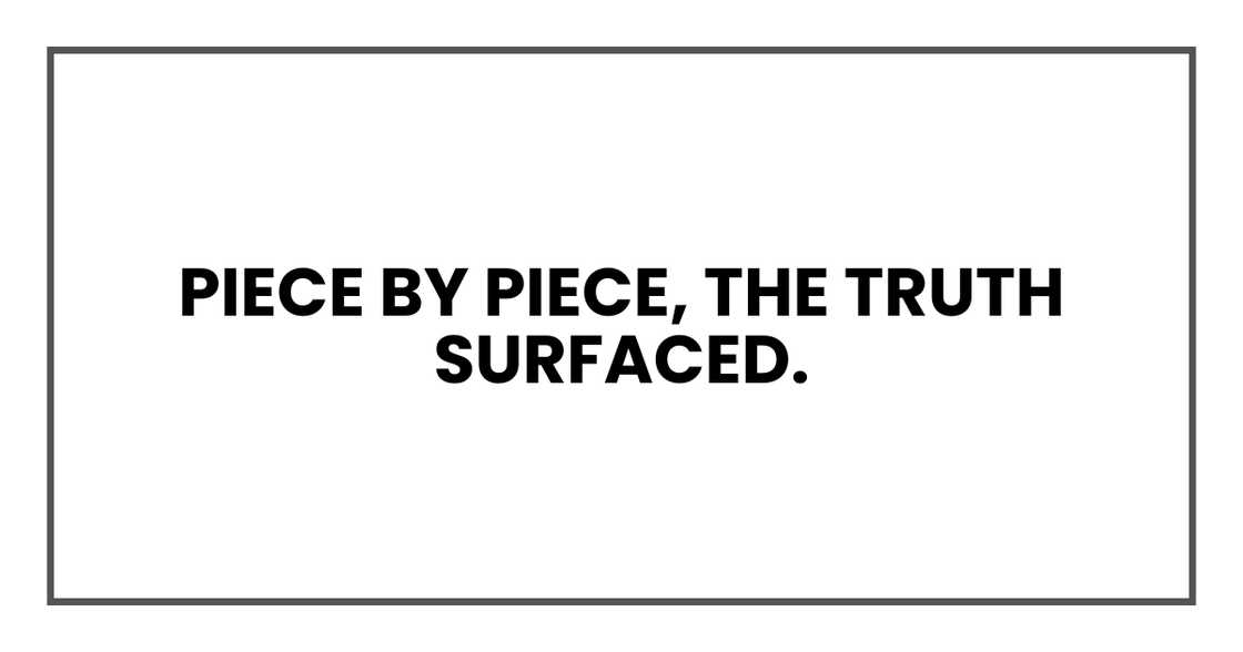 Piece by piece, the truth surfaced.