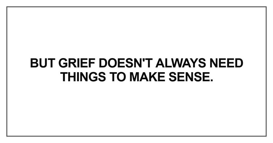 But grief doesn't always need things to make sense But grief doesn't always need things to make sense