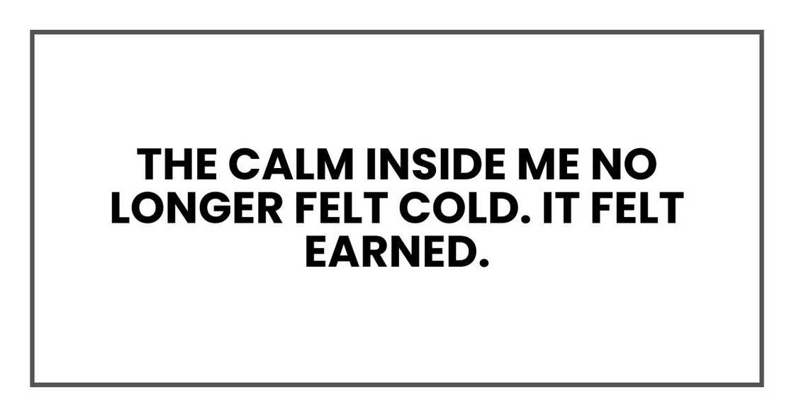 The calm inside me no longer felt cold. It felt earned. The calm inside me no longer felt cold. It felt earned.