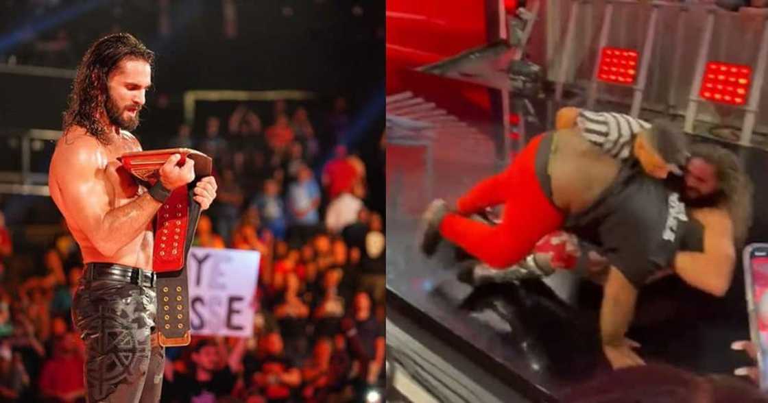 Seth Rollins was attacked by a fan. Seth Rollins was attacked by a fan.