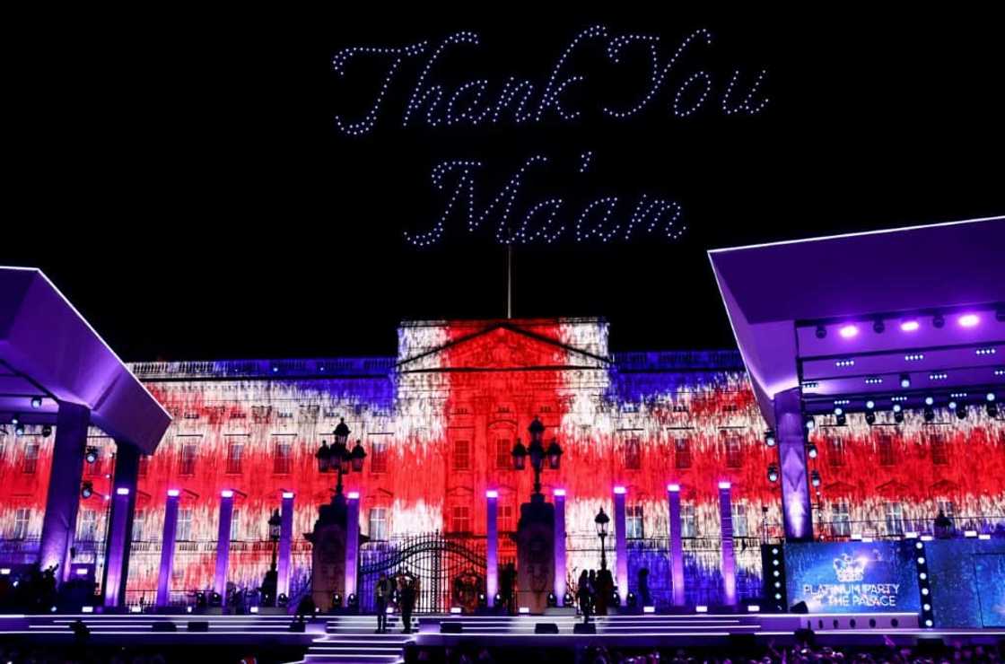A drone light show formed part of the Platinum Jubilee celebrations at Buckingham Palace A drone light show formed part of the Platinum Jubilee celebrations at Buckingham Palace