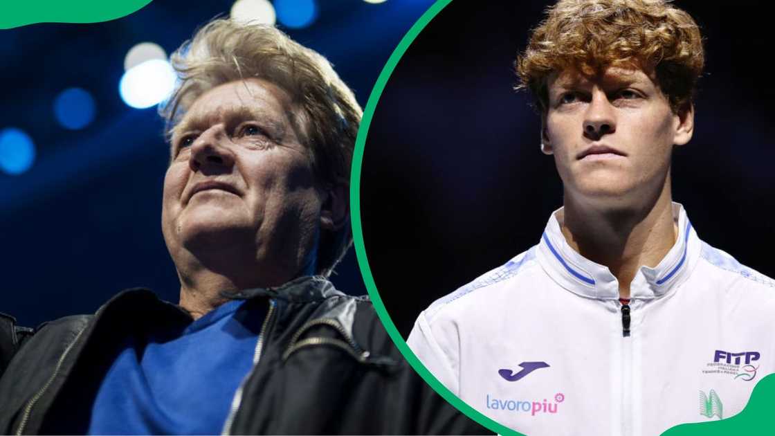 Johann Sinner during day five of the Nitto ATP Finals in 2024 (L). Jannik Sinner at the 2024 Davis Cup (R)