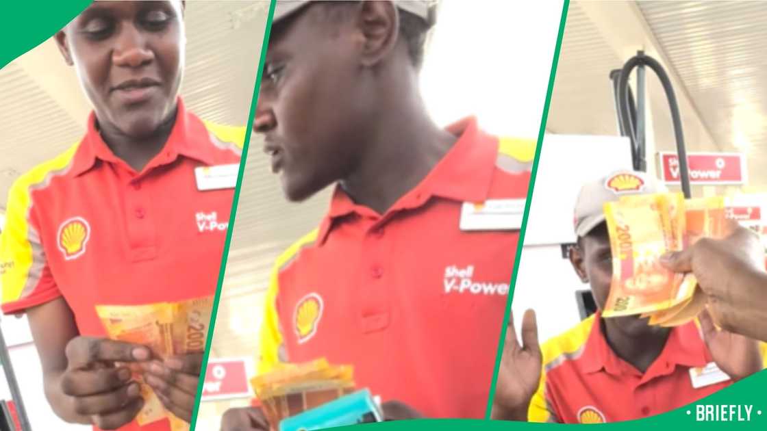 BI Phakathi blesses a petrol attendant with a generous tip while on duty BI Phakathi blesses a petrol attendant with a generous tip while on duty