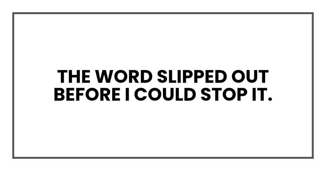 The word slipped out before I could stop it. The word slipped out before I could stop it.