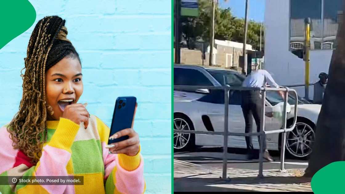 South Africans poked fun at a man with a Porsche who ran out of petrol. South Africans poked fun at a man with a Porsche who ran out of petrol.