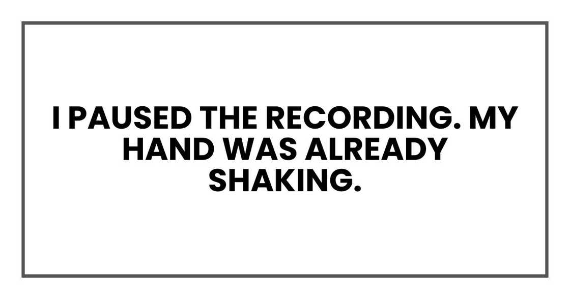 I paused the recording. My hand was already shaking. I paused the recording. My hand was already shaking.