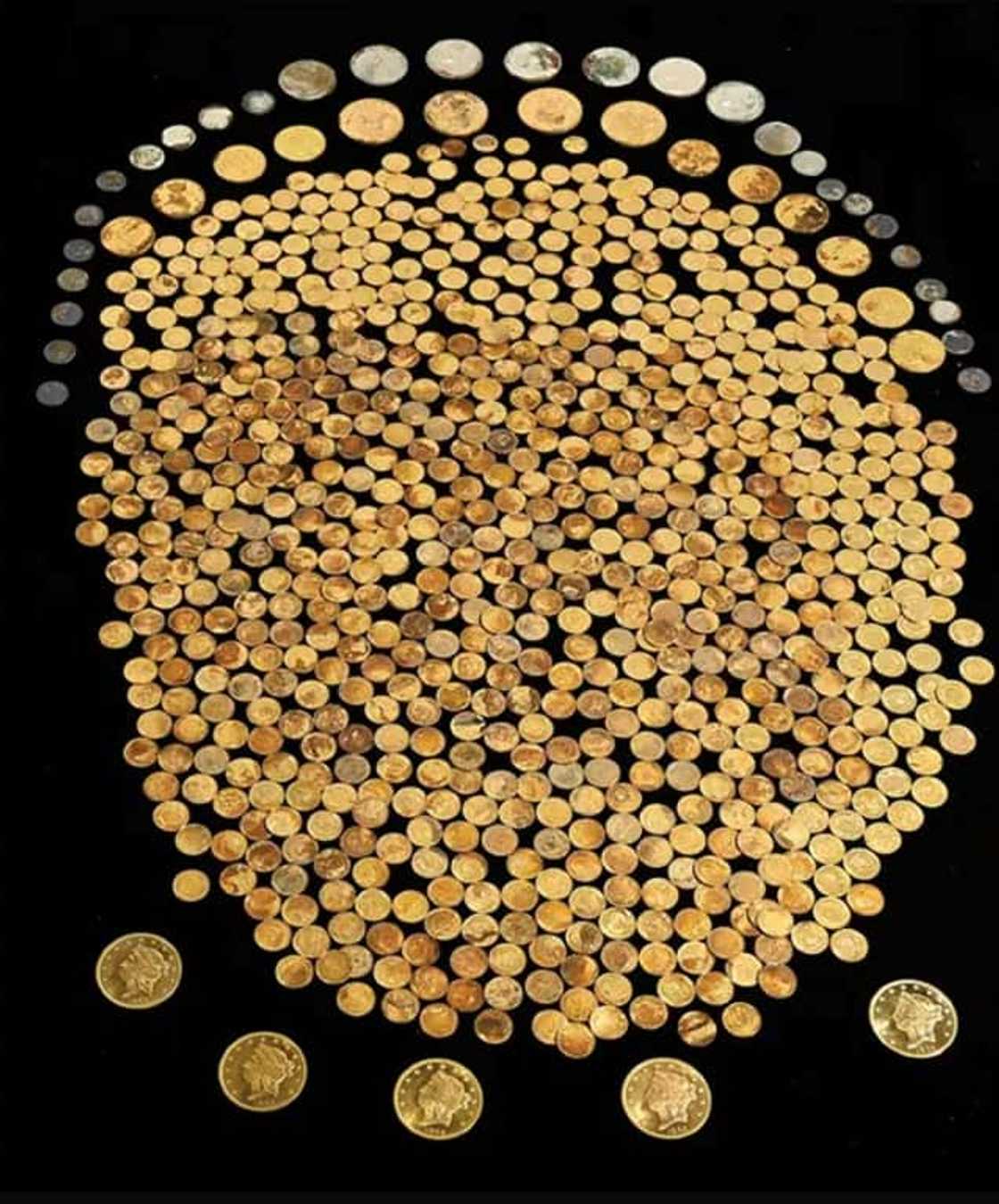 A collection of gold coins dating back to the US Civil War found in a Kentucky cornfield A collection of gold coins dating back to the US Civil War found in a Kentucky cornfield