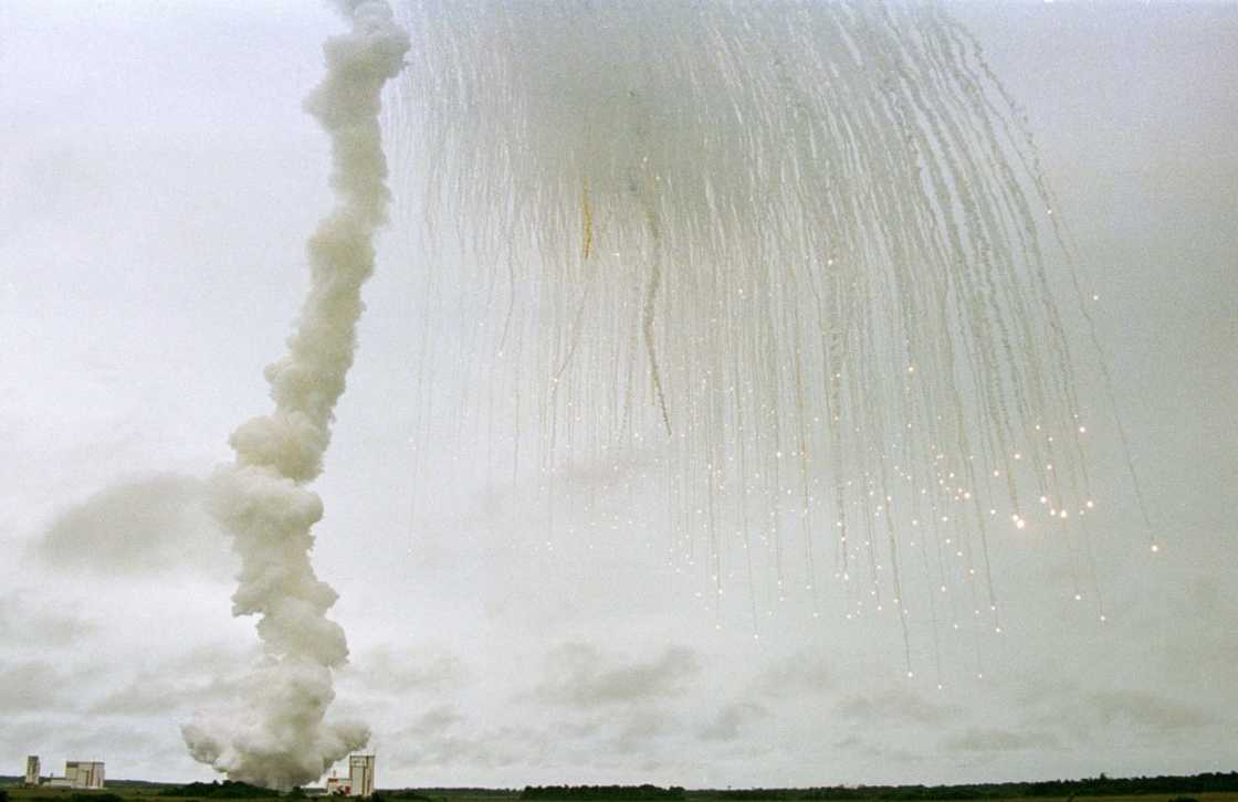 The explosion of the first Ariane 5 launch in 1996 The explosion of the first Ariane 5 launch in 1996